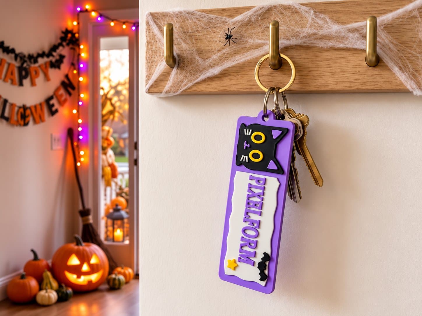 Personalized Halloween Black Cat Name Keychain β cover photo
